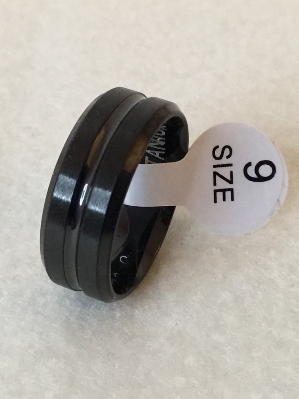 Men’s Size 9 Matte Titanium Steel Black Ring